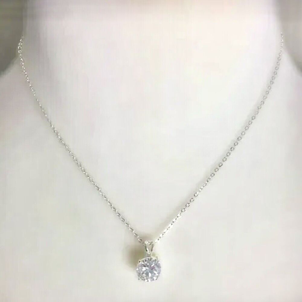 Silver Tone Clavicle Necklace Rhinestone Crystal Charm Dainty Cable Chain